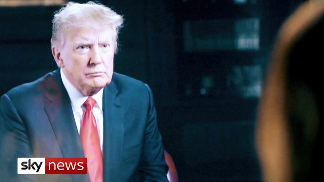 Former US President Donald Trump interview talks to Sharri Markson for the documentary What Really Happened in Wuhan on Sky News.