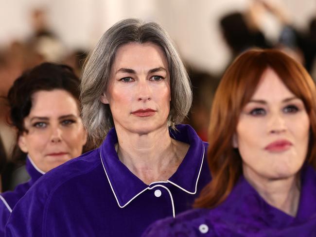 ‘High on shared memories and experiences’ … Ione Skye (left) and actress Molly Ringwald (right) on the runway at the Batsheva fashion show during New York Fashion Week, 2024.