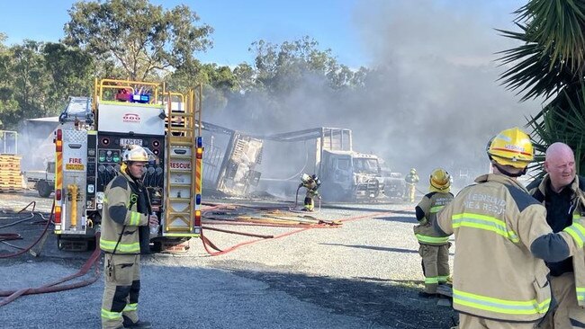 Fire at a Yatala storage facility. Pic: QAS