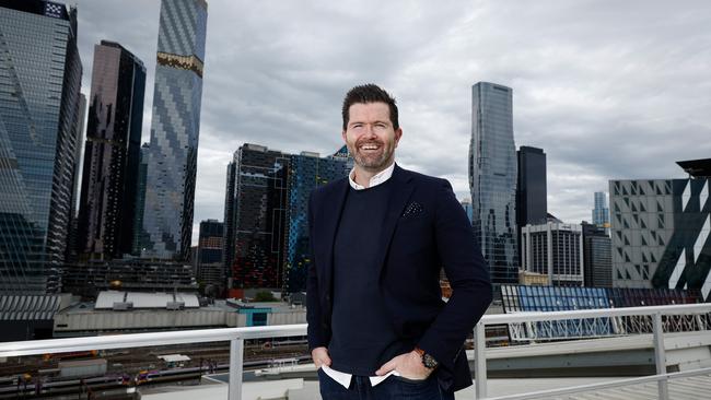 Marvel Stadium boss Scott Fitzgerald on the Marvel Stadium roof in Melbourne. Picture: Michael Willson/AFL Photos