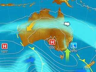 BRRR: A broad high is brought Gympie's coldest morning of the year so far.  Australian Synpotic Chart issued at 5.26 am, Wednesday by Weatherzone. Picture: Contributed