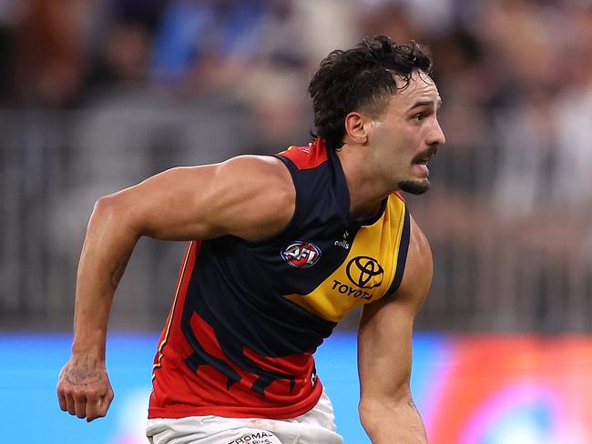 Izak Rankine has spent more time outside forward 50 this season, which has coincided with the Crows’ decline in scoring. Picture: Paul Kane/Getty Images