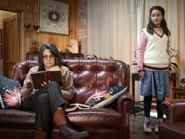 Pamela Rabe (as Magda) and Ava Caryofyllis (as Iris) in the new season of Bay of Fires which starts on Sunday, June 15. Picture: Kelly Gardner