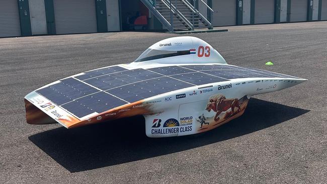 The Dutch team ‘Brunel’ have designed their car with technology not available to the public yet. The car recharges next to the raceway at Hidden Valley for an hour before resuming test laps. Picture: Zayda Dollie