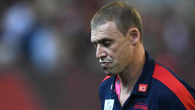 Melbourne coach Simon Goodwin has plenty of work to do to get the Demons back on the boiler. Picture: AAP