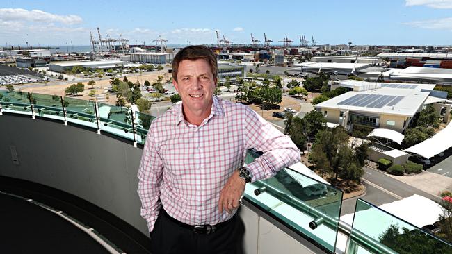 David Keir on the observation deck overlooking the development at the Port of Brisbane. Picture: Annette Dew