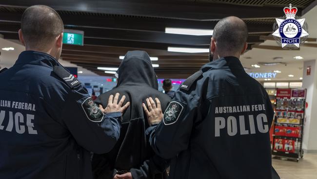 Guy Habkouk, 35, pictured after landing on Australian soil following his extradition from Turkey in 2023. Picture: AFP