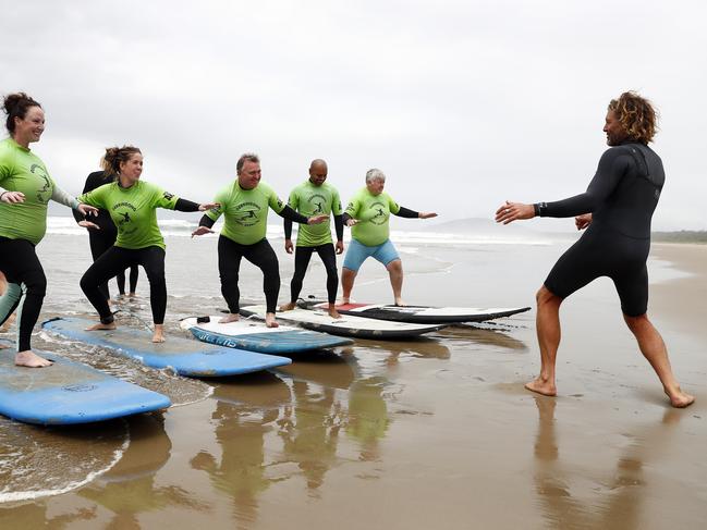 Ex service men and women take part in the "Veteran Surf Project" run by ex pro surfer Rusty Moran. Picture: Sam Ruttyn