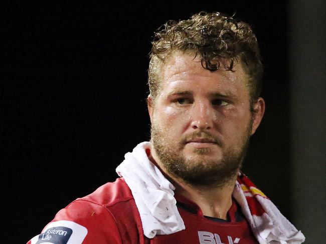 Action from the Super Rugby pre season match between the Queensland Reds and the Melbourne Rebels, held at Barlow Park, Cairns. Reds captain James Slipper. Picture: Brendan Radke.