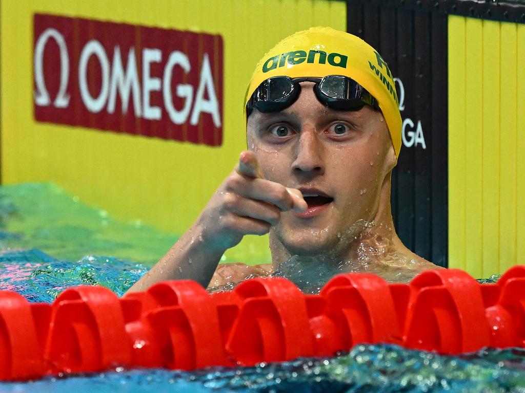 Elijah Winnington of Team Australia celebrates after winning Gold in the Men's 400m freestyle final at the World Championships at Duna Arena on June 18. Picture: Quinn Rooney/Getty Images