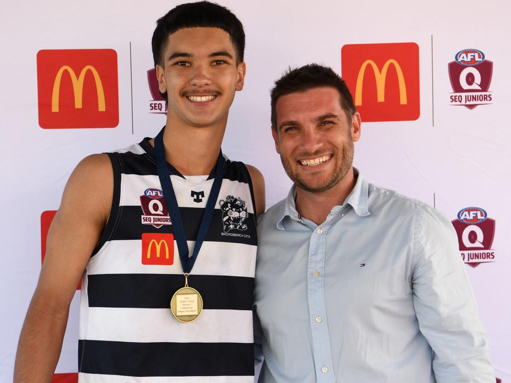 Kai Corvino from Broadbeach Cats won the best on ground for award for the Under 17 Boys Div 1 in the SEQJ competition. Picture: Supplied