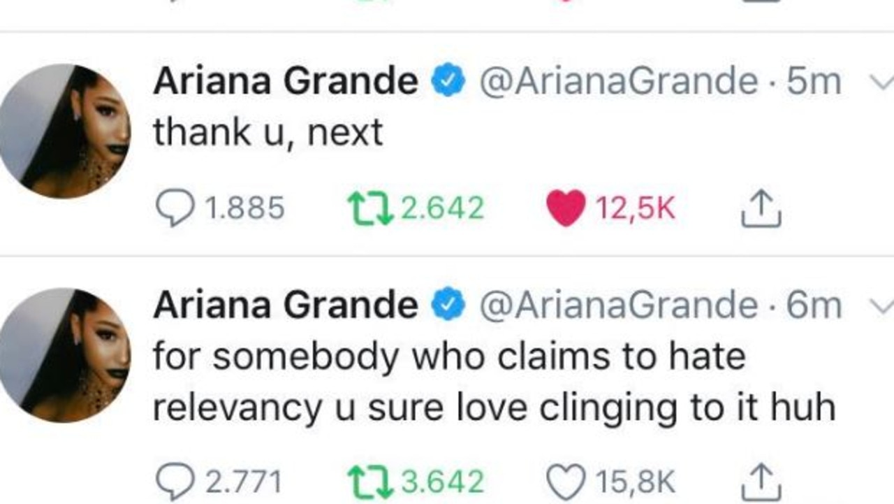 Ariana Grande's tweets, which have since been deleted