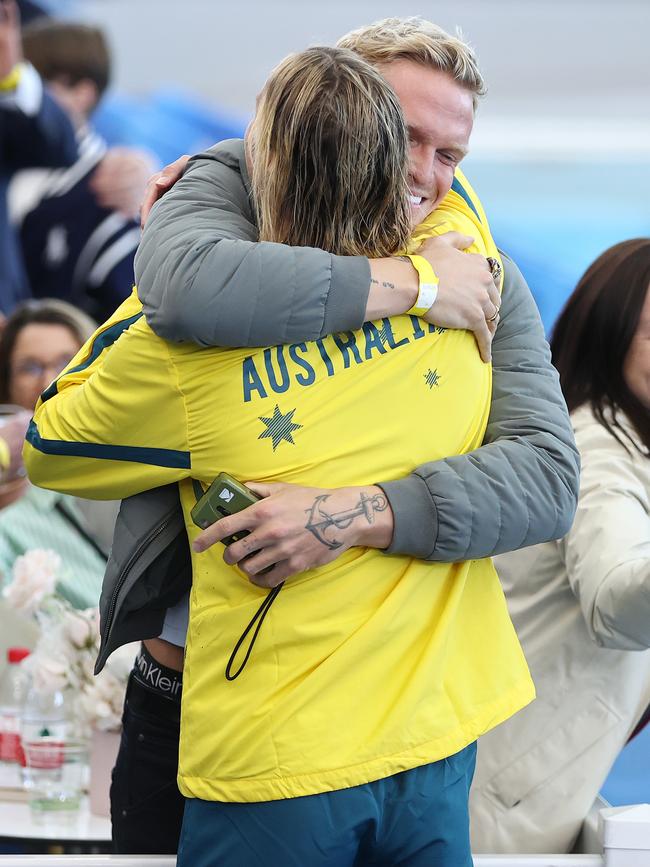 Emma McKeon and Cody Simpson on Thursday night. Picture: Michael Klein