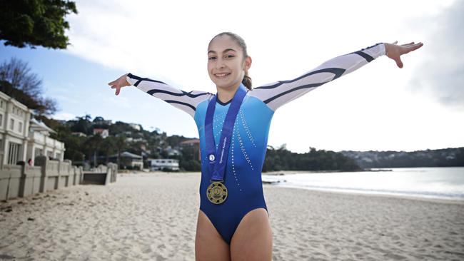 Local Sports Stars nominee Nichola Panos, an artistic gymnast, at Balmoral Beach. Picture: Adam Yip