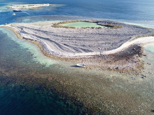 A supplied image obtained Thursday, September 5, 2019 of Burton Island, Western Australia. About one tonne of illicit drugs has been found on a West Australian island after a yacht ran aground on a reef, with two foreign nationals charged over the massive seizure. (AAP Image/Supplied by WA Police) NO ARCHIVING, EDITORIAL USE ONLY