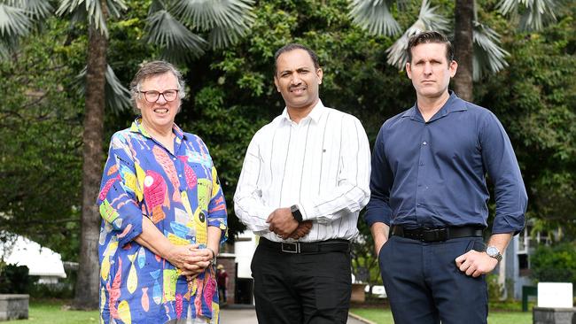 Stable NQ Anne Harley, India Fest. committee member Sam Kadavil and Councillor Kurt Rehbein, are concerned about Council's decision to half tier 1 community grants. Picture: Shae Beplate.