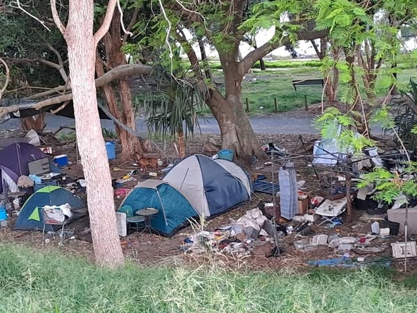 Homeless camp at Woody Point. Picture: Facebook