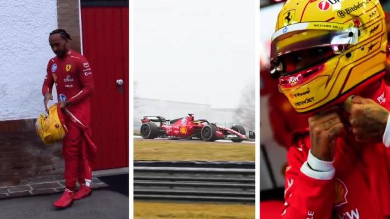 FIRST LOOK at Hamilton driving Ferrari