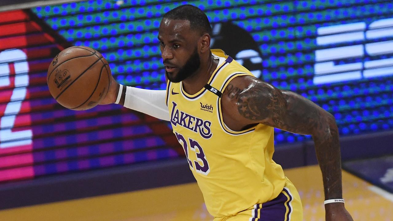 James didn’t want to overstep his mark. (Photo by Kevork Djansezian / Getty Images North America/AFP)