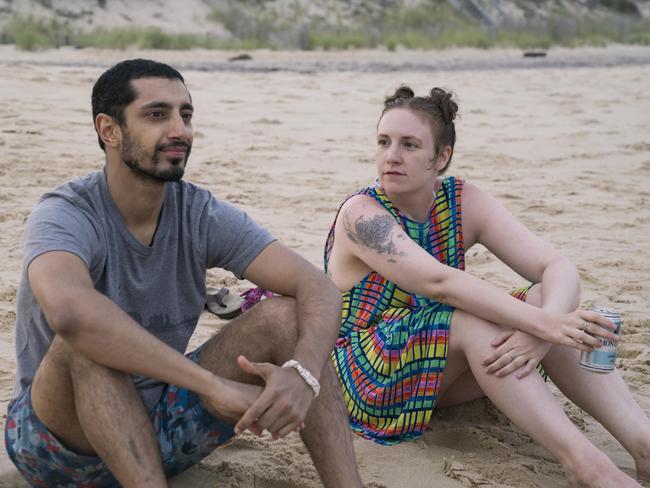 Lena Dunham and Riz Ahmed during a scene from the final season of HBO’S Girls. Picture: Foxtel