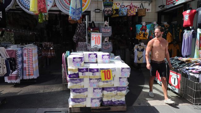 Toilet paper for sale on the streets of Surfers Paradise, at the Global Brands Outlet. Picture: Glenn Hampson