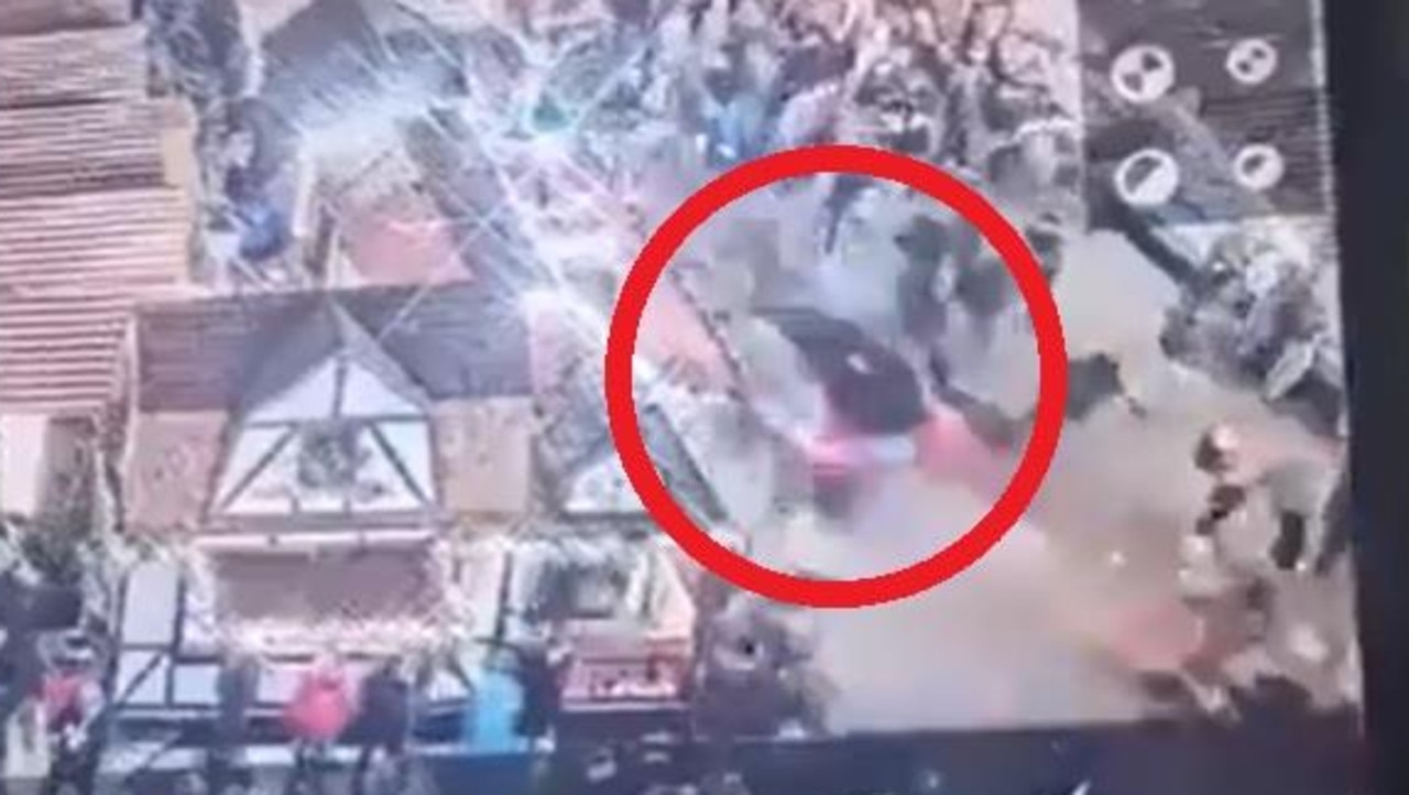 Horror footage shows a car ploughing 400m through the market.