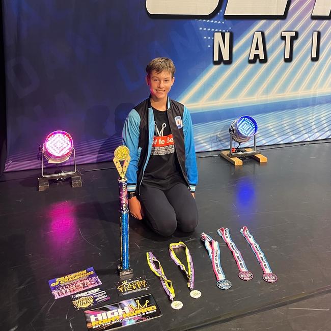 Edward Liebelt with awards after a national competition. Picture: Supplied