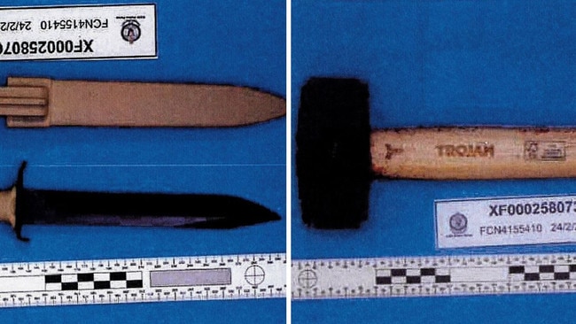 The weapons found inside the hotel room. Picture: Supplied