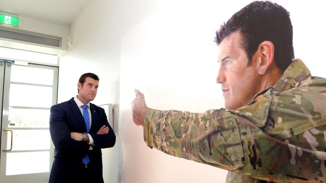 Corporal Ben Roberts-Smith VC appeared frequently at the Australian War Memorial and was immortalised in Michael Zavros’s revealing portrait, Pistol Grip. Picture: AAP