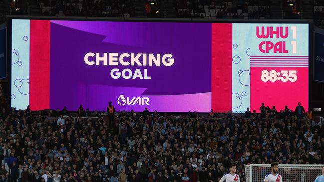 Fans wait on a a VAR call in the Premier League. Picture: Getty Images