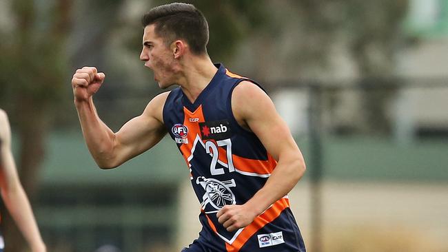 Ned Gentile celebrates a goal for Calder Cannons.