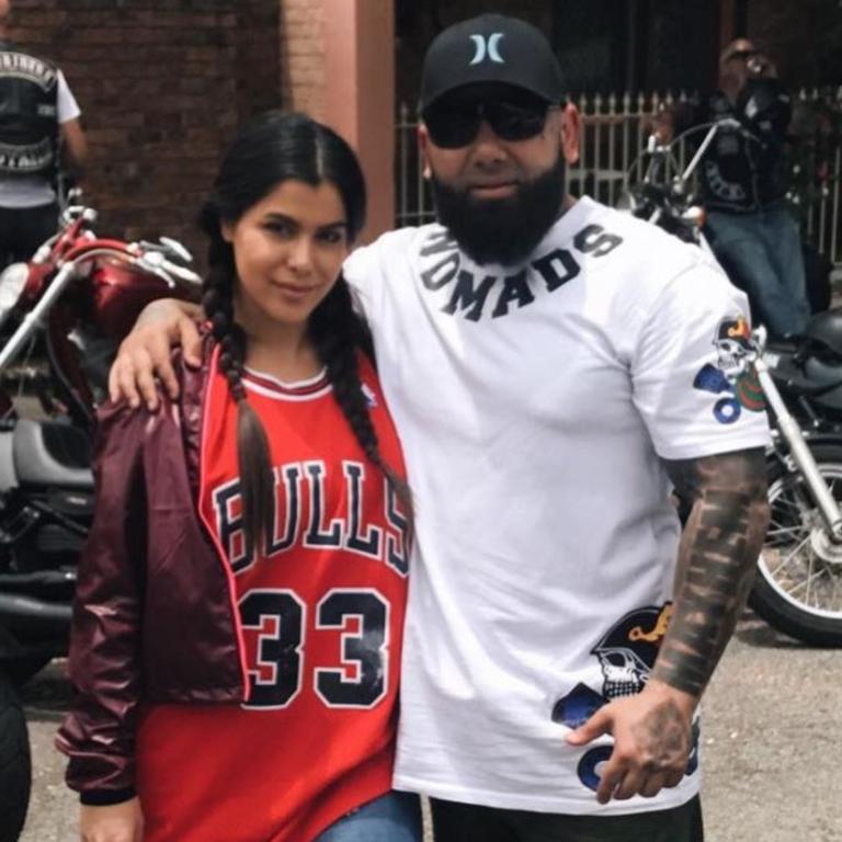 Former Nomads bikie Moudi Tajjour is pictured with Sanaa Mehajer before their dramatic split. Picture: Instagram @sanaa.tajjour