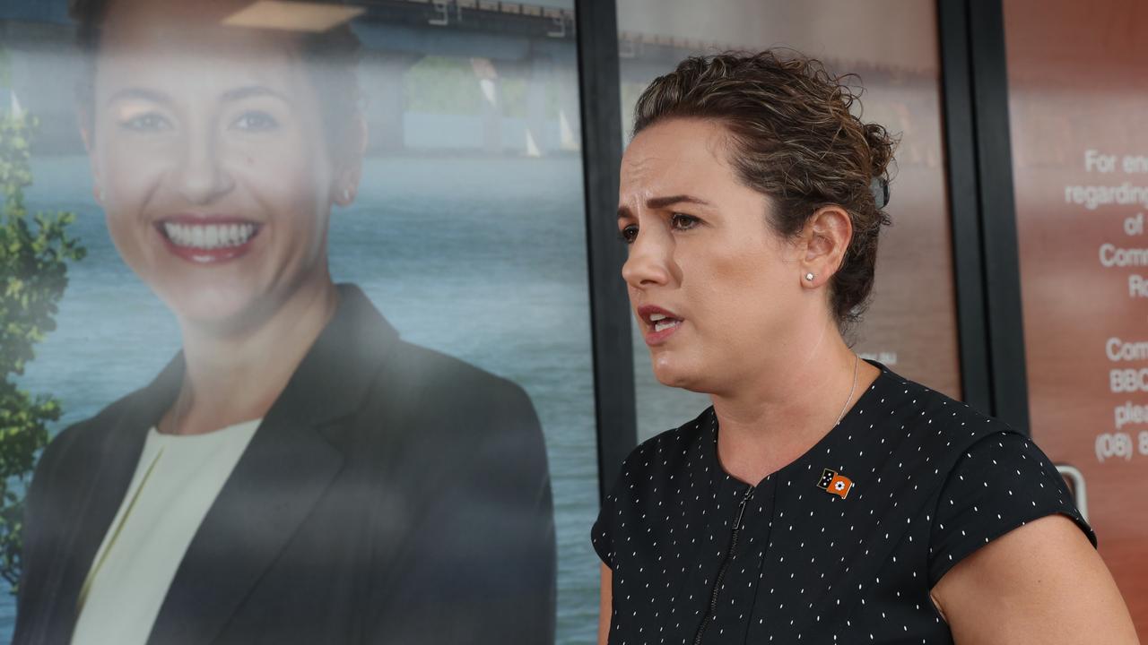 Country Liberal Party leader Lia Finocchiaro outside her Spillett electorate office.