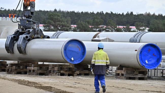 The construction site of the Nord Stream 2 gas pipeline in Lubmin, northeastern Germany, in 2019. Picture: AFP