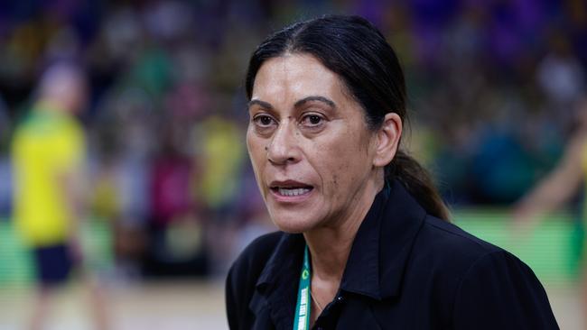 BRISBANE, AUSTRALIA - OCTOBER 15: Dame Noeline Taurua of the Silver Ferns is seen during game two of the 2023 Constellation Cup series between Australia Diamonds and New Zealand Silver Ferns at Brisbane Entertainment Centre on October 15, 2023 in Brisbane, Australia. (Photo by Russell Freeman/Getty Images)