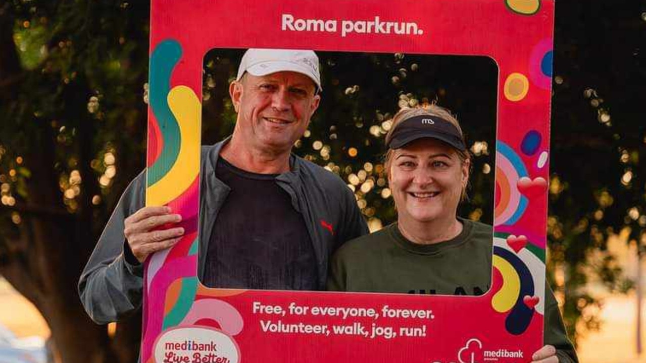 Karen Smith and her partner, Paul Crouchen at ParkRun Roma.