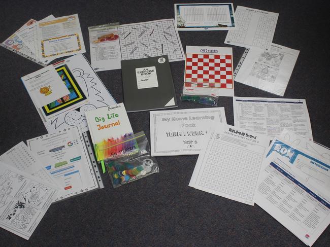 A typical schoolwork pack for students in Year 2. Picture: Supplied