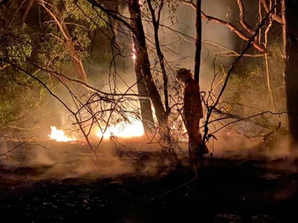 A CFS volunteer fights the Cherry Gardens fire, Picture: Salisbury Country Fire Service