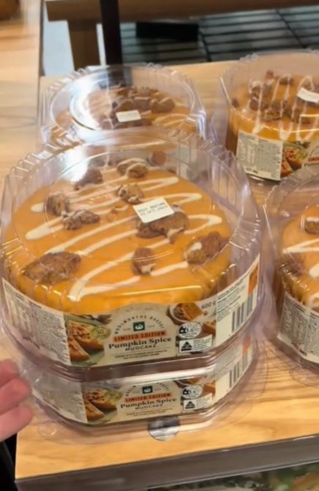 Pumpkin Spice Mudcake has dropped at Woolworths. Picture: TikTok/@angeeats