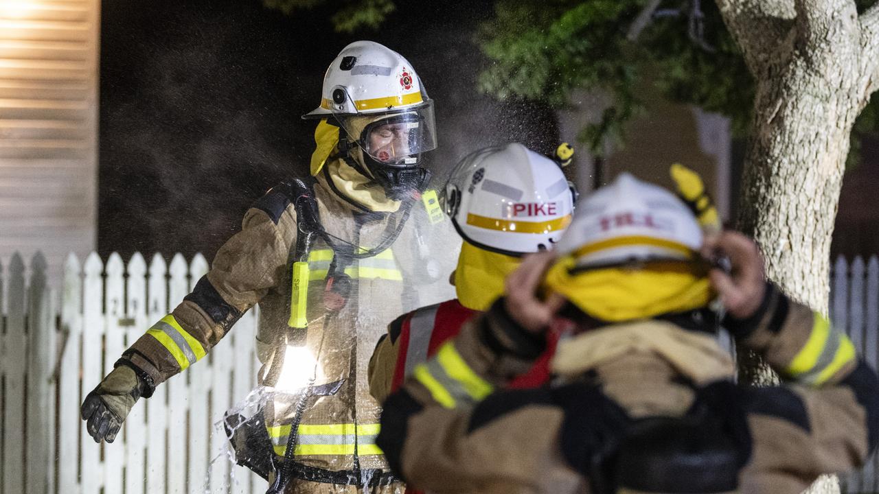 Emergency services attend a house fire in Newtown, Thursday, September 28, 2023. Picture: Kevin Farmer