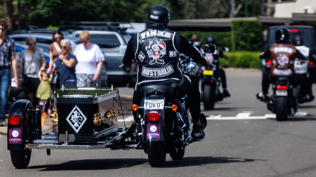 Goodworth’s coffin was driven into and out of the funeral, surrounded by a pack of roaring motorbikes.