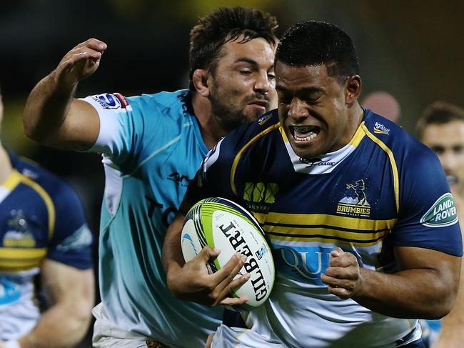 CANBERRA, AUSTRALIA - APRIL 04: Scott Sio of the Brumbies runs the ball during the round eight Super Rugby match between the Brumbies and the Cheetahs at GIO Stadium on April 4, 2015 in Canberra, Australia. (Photo by Stefan Postles/Getty Images)