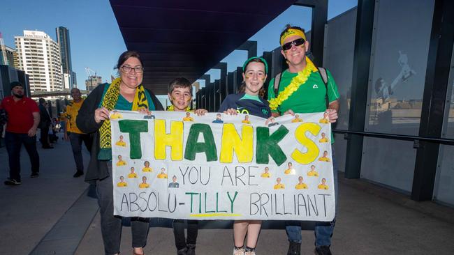 Fans ahead of the World Cup Matilda's v Sweden match at Suncorp Stadium. Photo - Stephen Archer