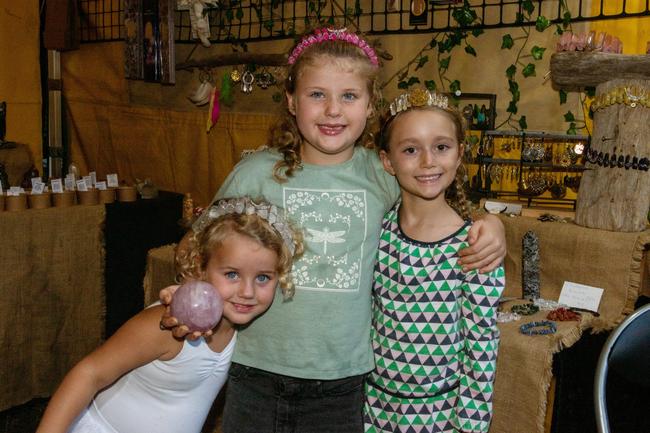 Emeilia Delaney, Alissa Delaney and Maya Duverger from Cannonvale at Wintermoon Festival at Mount Charlton.Picture: Michaela Harlow