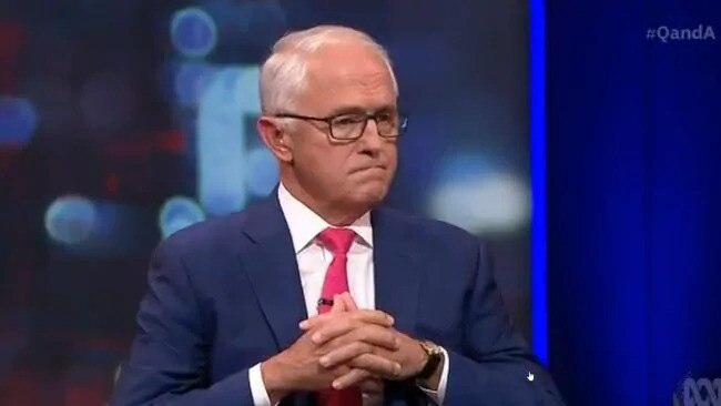 Former prime minister Malcolm Turnbull on QandA on Monday.