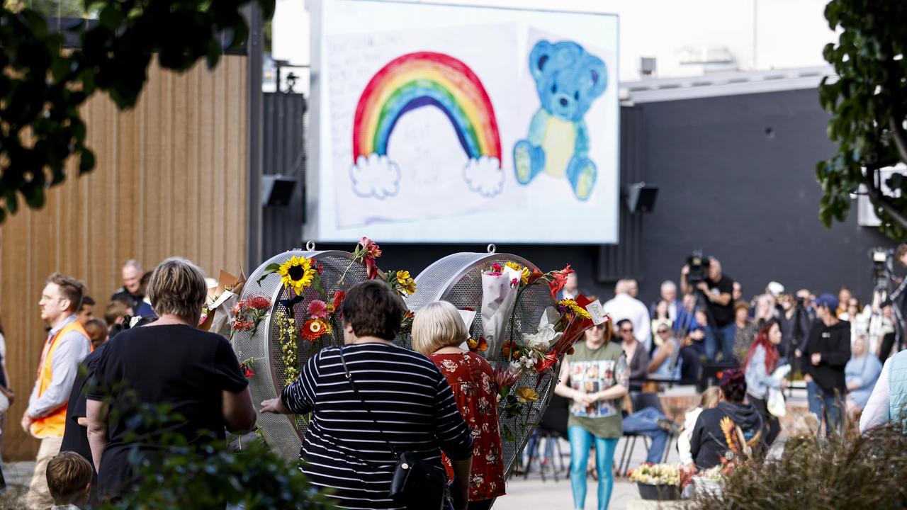 People gather in Market Square for the One-Year Commemoration of the Hillcrest Primary School tragedy in Devonport. Thursday December 15th 2022. Picture: Grant Viney