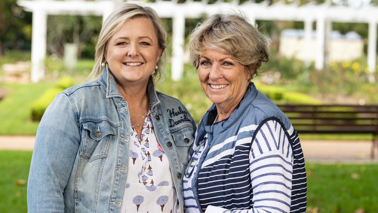 Ally Russell was visited by her mum Toni Russell from Lismore for Mother's Day, pictured during celebrations in the Queensland State Rose Garden, Newtown Park, Sunday, May 8, 2022. Picture: Kevin Farmer