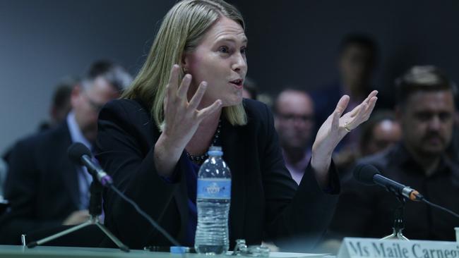 Google Australia’s Maile Carnegie at a Senate Inquiry. Picture: Britta Campion