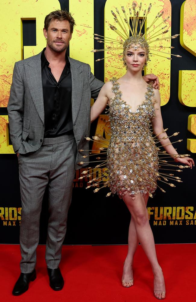 Chris Hemsworth and Anya Taylor-Joy attend the Australian premiere of "Furiosa: A Mad Max Saga" at the State Theatre on May 02, 2024 in Sydney, Australia. Picture: Brendon Thorne/Getty