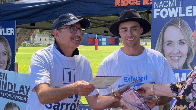 Eddy Sarroff and son Edward at the pre-poll in the 2024 local government election.